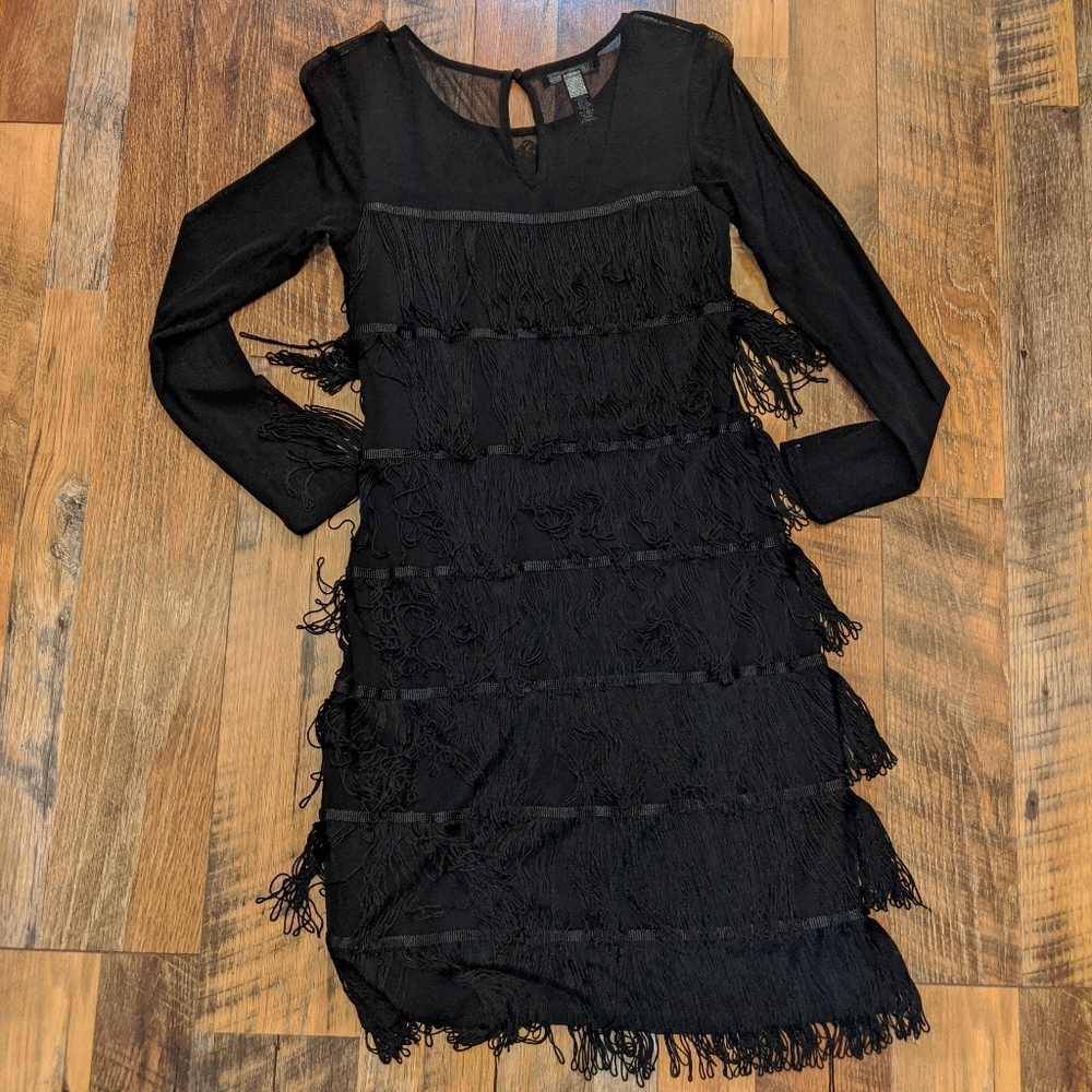 INC INTERNATIONAL CONCEPT ILLUSION FRINGE DRESS - Picture 5 of 8